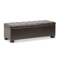 Baxton Studio BBT3101-Dark Brown-OTTO Roanoke Contemporary Dark Brown Ottoman